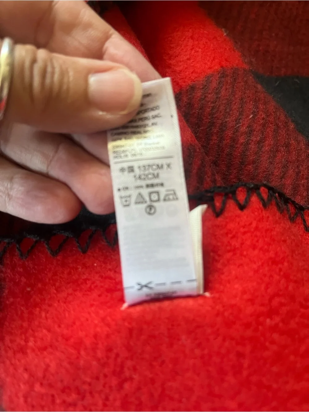 Old Navy Red and Black Buffalo Plaid Fleece Throw
